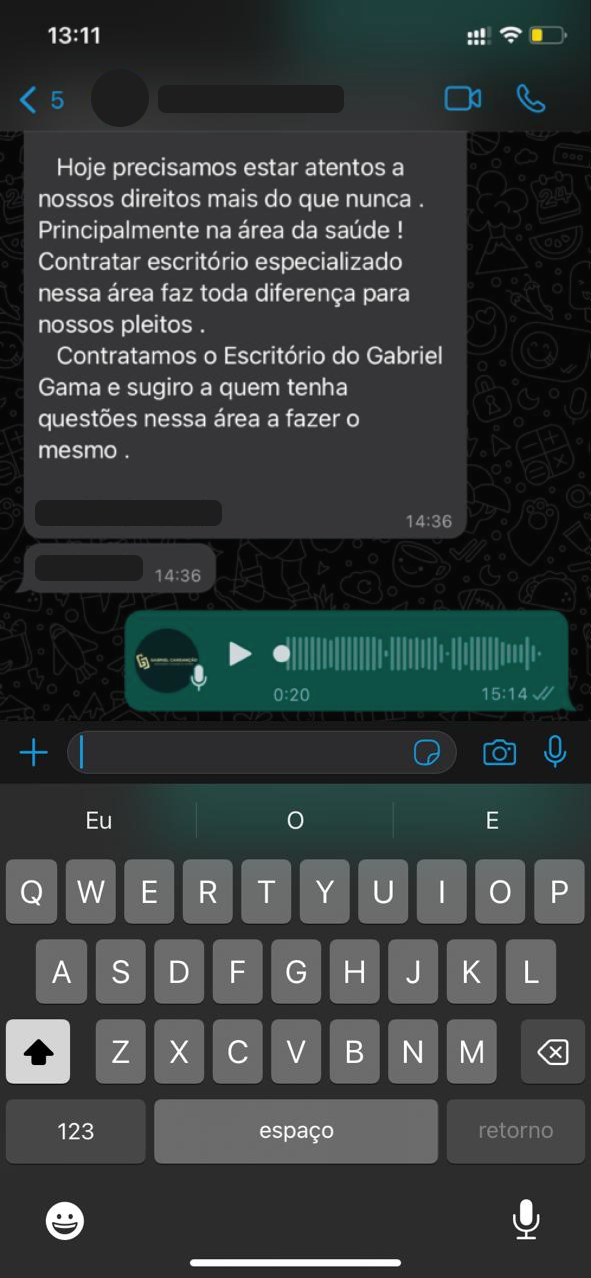 Mensagem de cliente agradecendo o atendimento