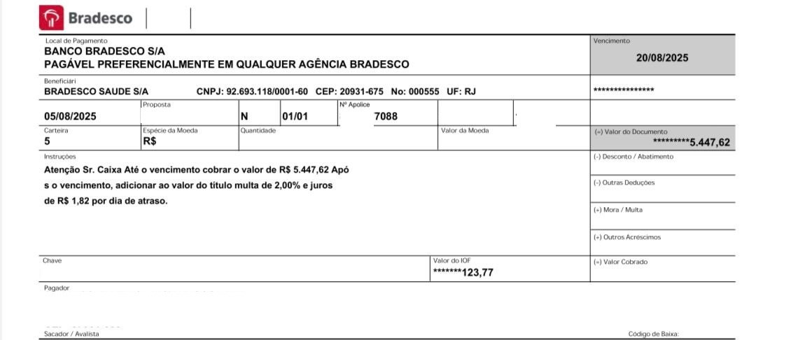 Documento com valores corrigidos (Depois)