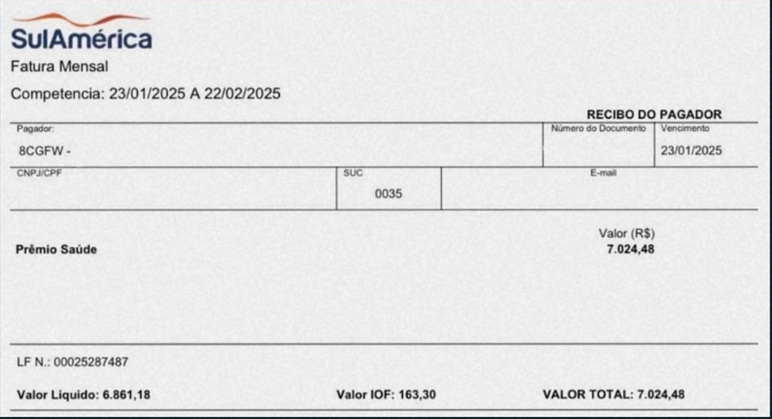 Documento com valores abusivos (Antes)
