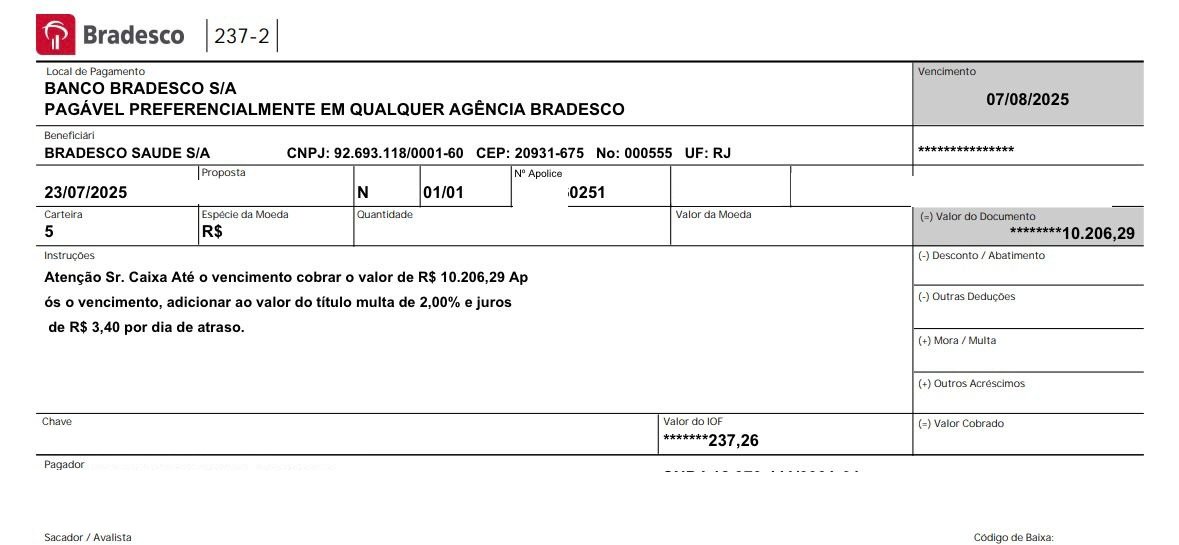 Documento com valores corrigidos (Depois)
